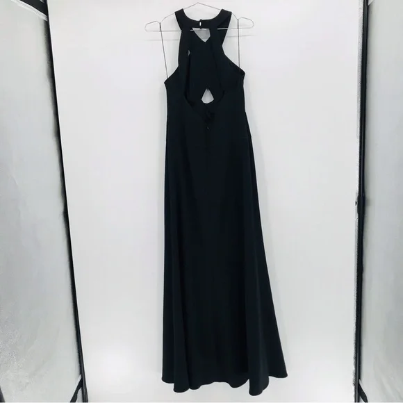 Aidan Mattox Scuba Crepe Cutout Open Back Gown in Black Size 6 - Picture 13 of 14